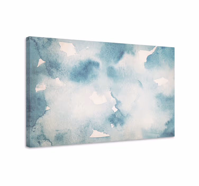 Blue canvas print japandi style ocean waves - TenStickers