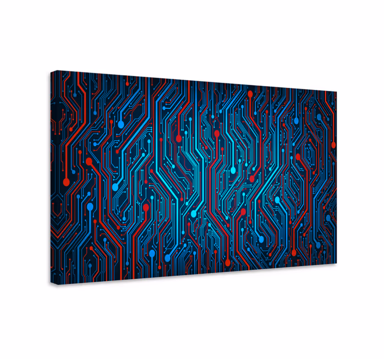 Blue canvas print wire circuit art design - TenStickers