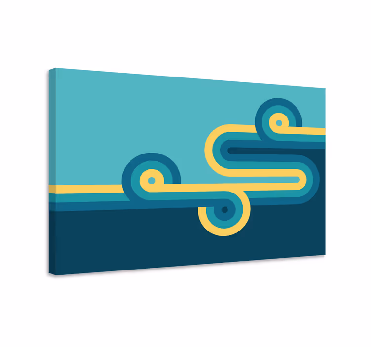 Blue canvas print featuring yellow irregular shapes - TenStickers