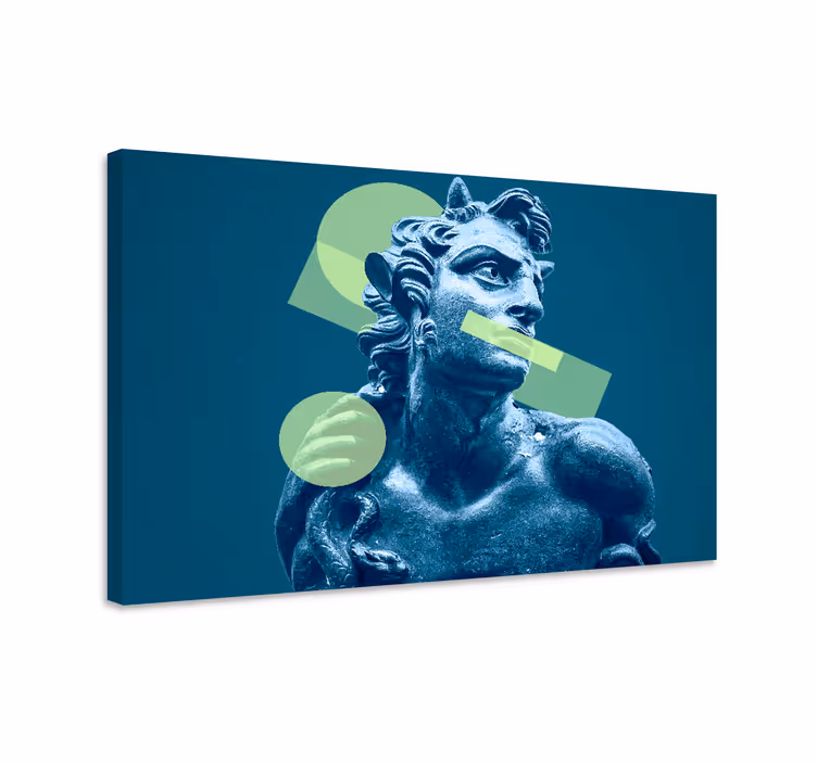 Blue canvas print with vibrant 3d vaporwave shapes - TenStickers