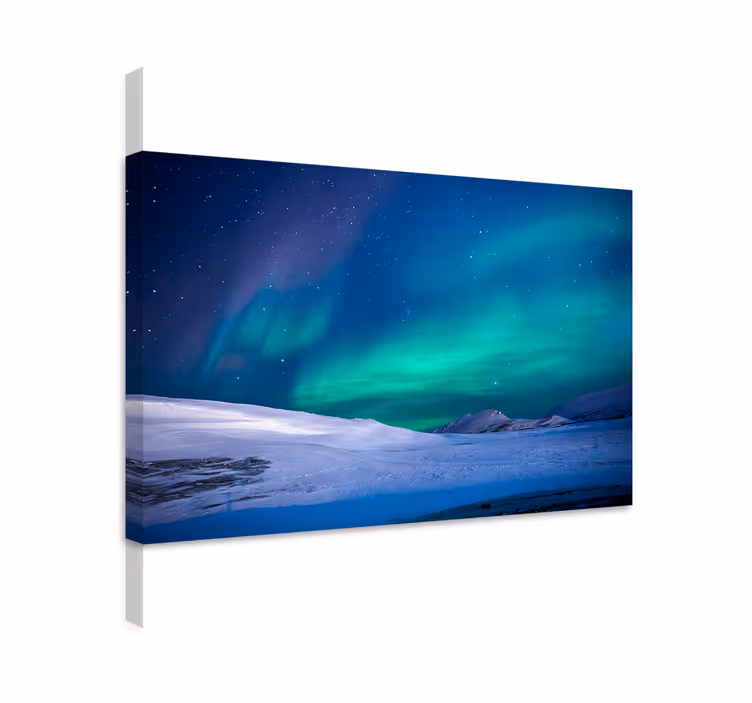Blue canvas print of aurora borealis - TenStickers