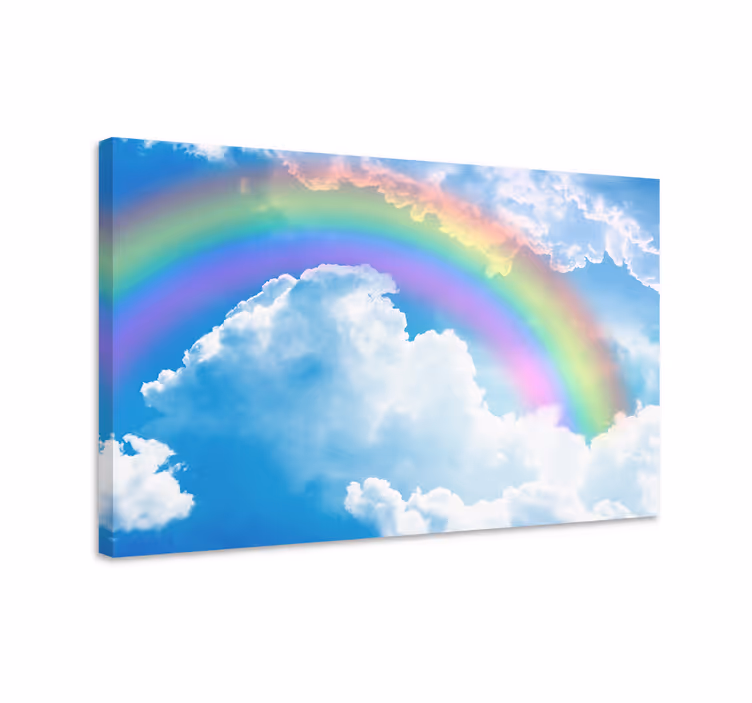 Blue canvas print of a rainbow in the sky - TenStickers