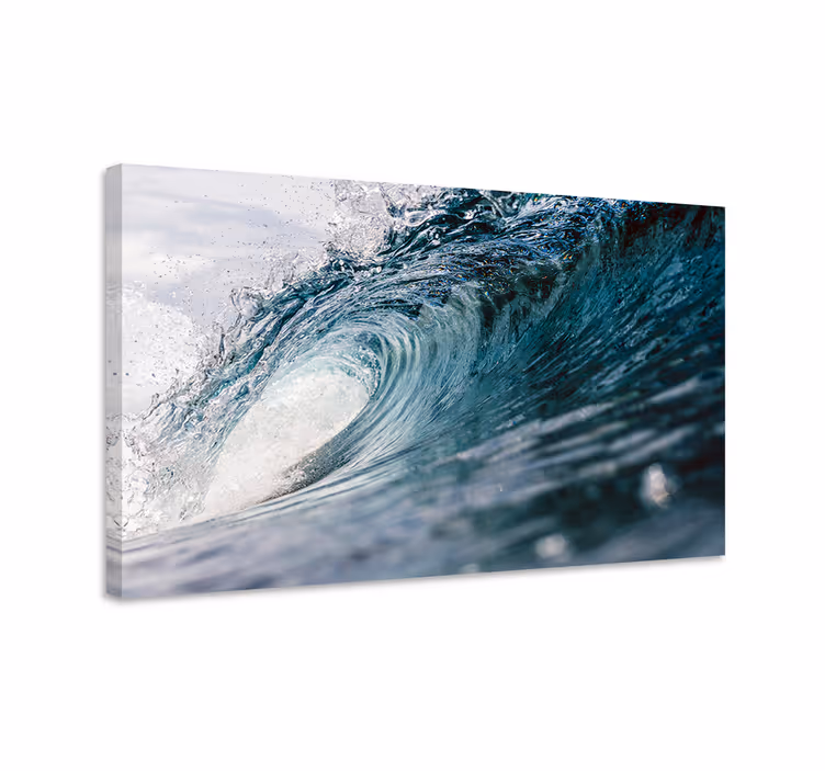 Blue canvas print big waves artwork - TenStickers