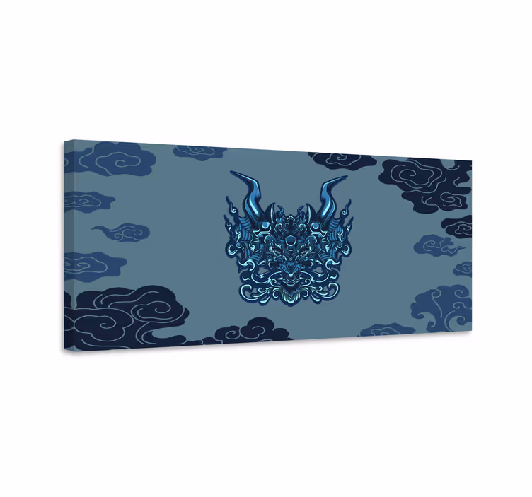 Blue canvas print mythical dragon artwork - TenStickers