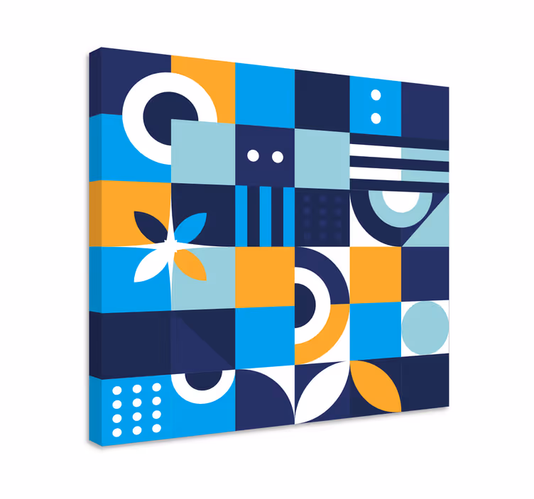 Blue canvas print blue geometric design - TenStickers