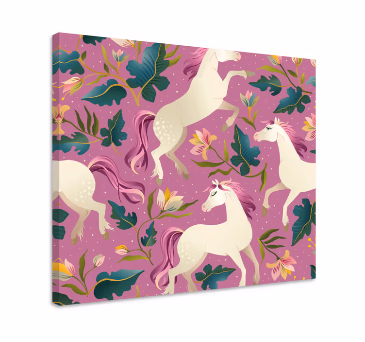Horse wall art featuring pink floral design - TenStickers