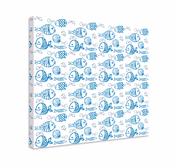 Fish canvas with blue fish on white background - TenStickers