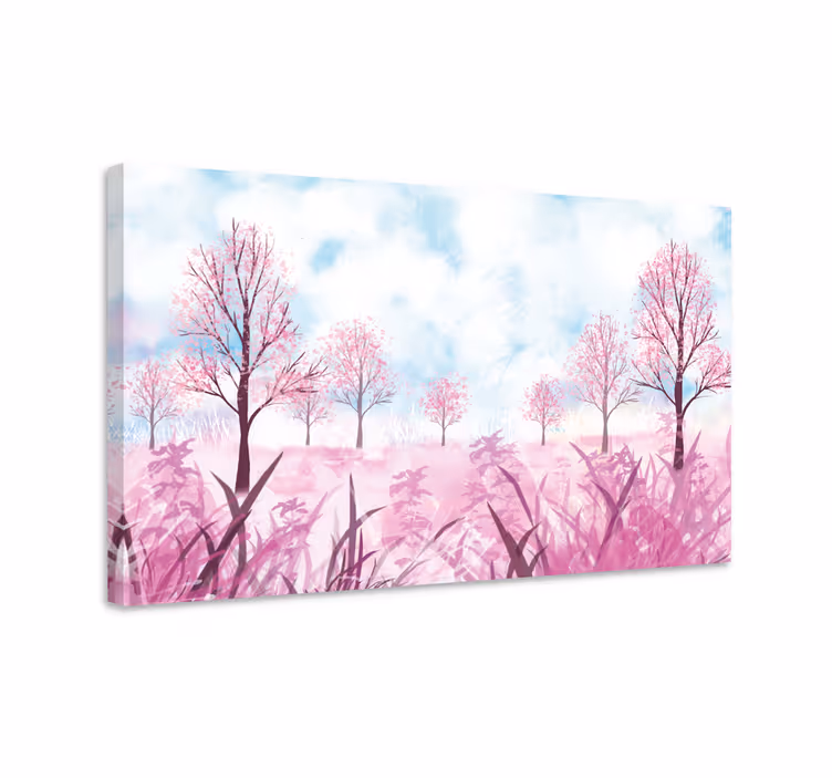 Flowers canvas pink blossoms landscape - TenStickers