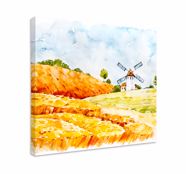 Windmill in Fields landscape canvas - TenStickers