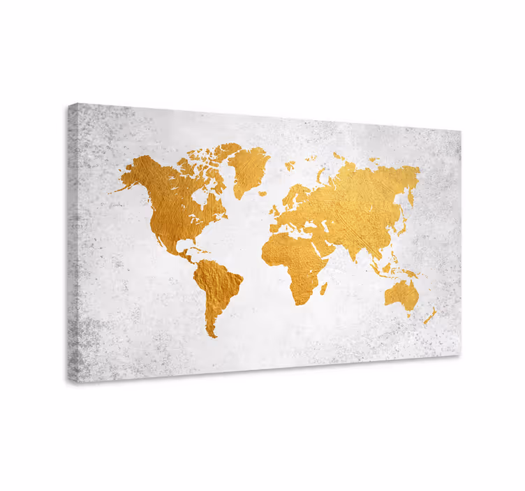 Mapamundi dorado world map canvas - TenStickers