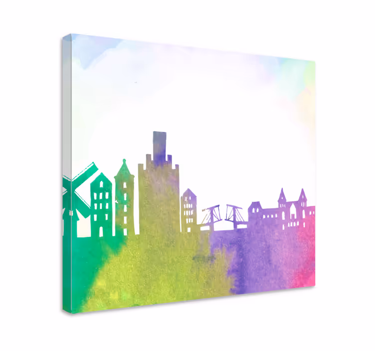 Colorful Amsterdam skyline city canvas prints - TenStickers