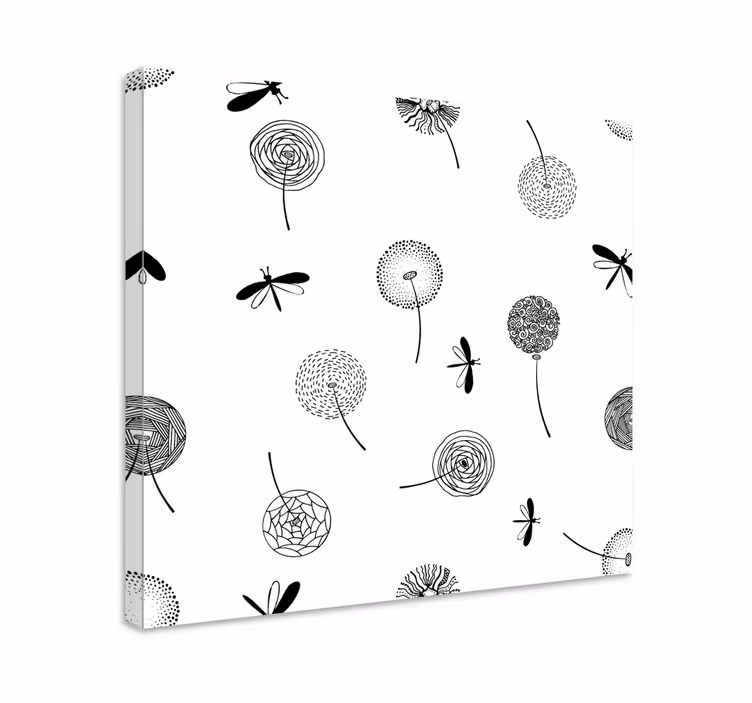 Dragonflies and Floral Elements Flowers  canvas - TenStickers