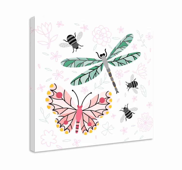 Lullaby, butterfly and flies dragonfly canvas - TenStickers