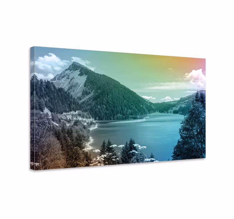 Landscape canvas mountainous lake scene - TenStickers