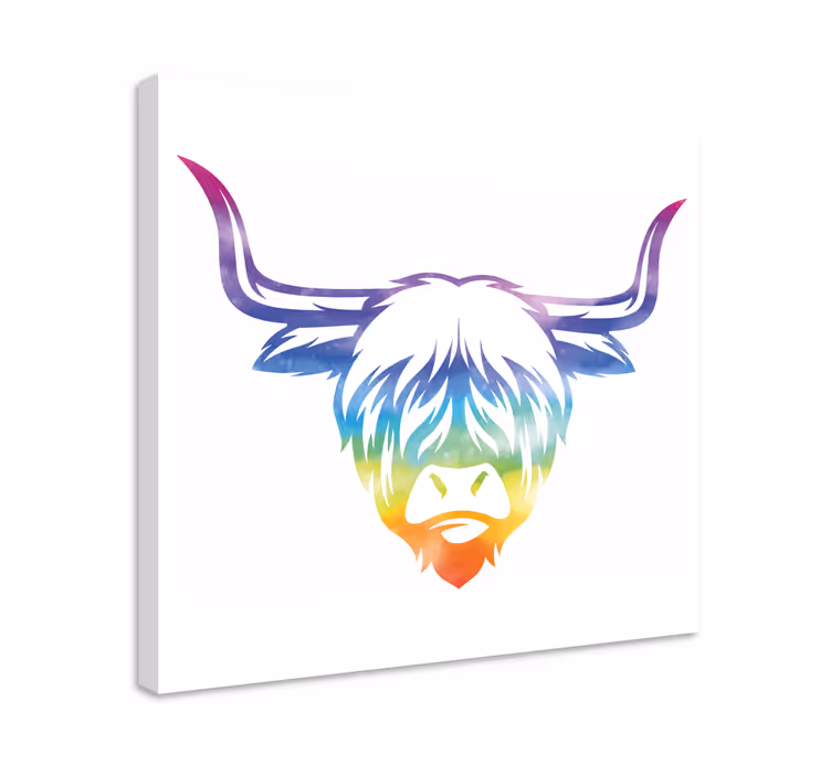 Animal canvas wall art colorful highland cow - TenStickers