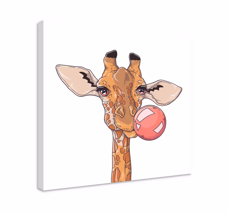 Animal canvas wall art giraffe with bubble - TenStickers