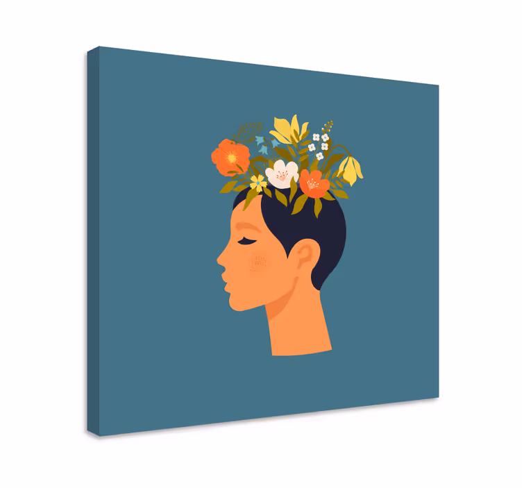 Woman with flower crown flower canvas - TenStickers