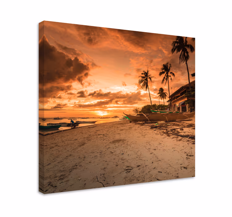 Serene Sunset Over Water landscape canvas - TenStickers