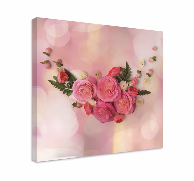 Flowers canvas pink flower bouquet - TenStickers