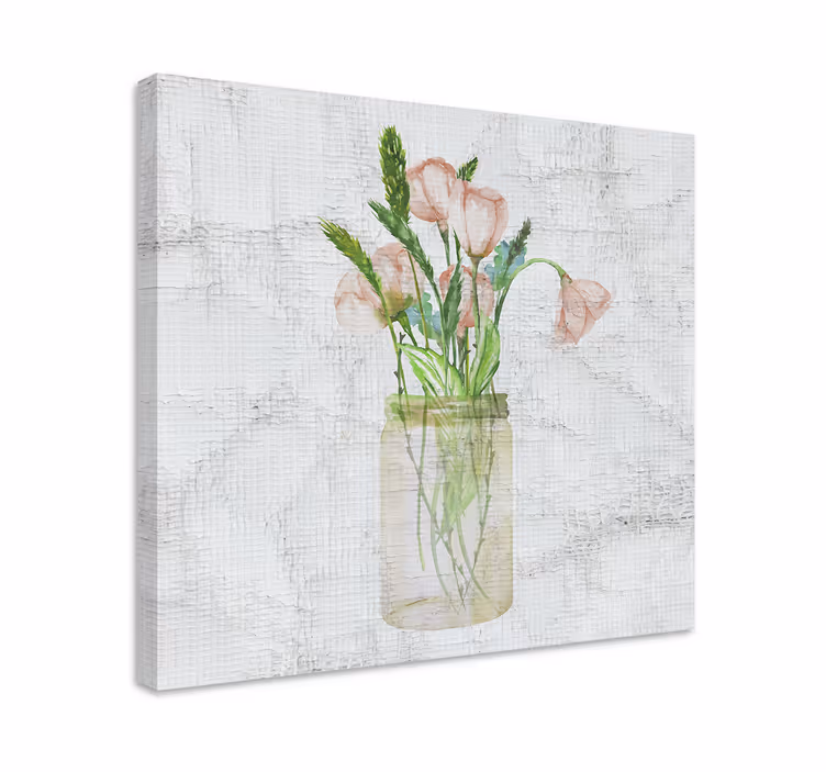 Flowers canvas pink flower jar - TenStickers