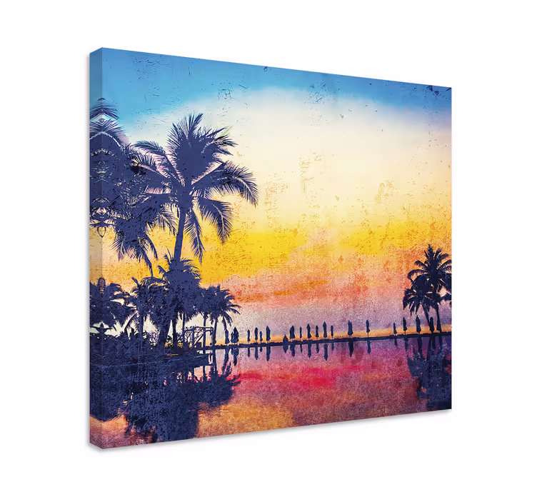 Landscape canvas silhouetted palm reflection - TenStickers