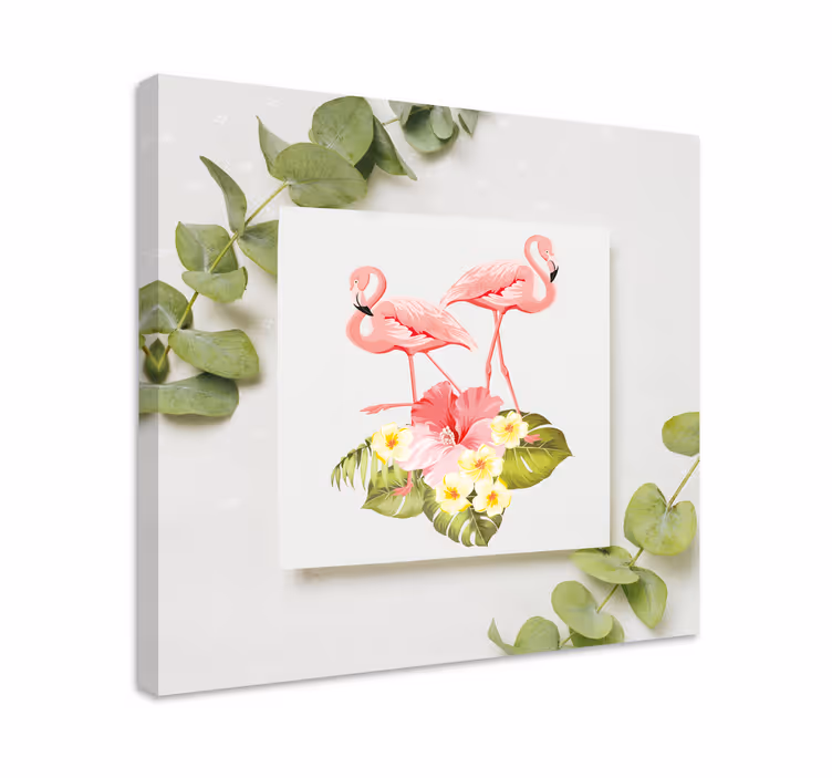 Flamingos and Hibiscus Flowers  canvas - TenStickers