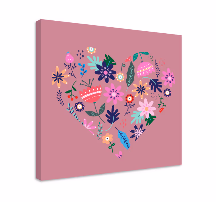 Flowers canvas heart flower design - TenStickers