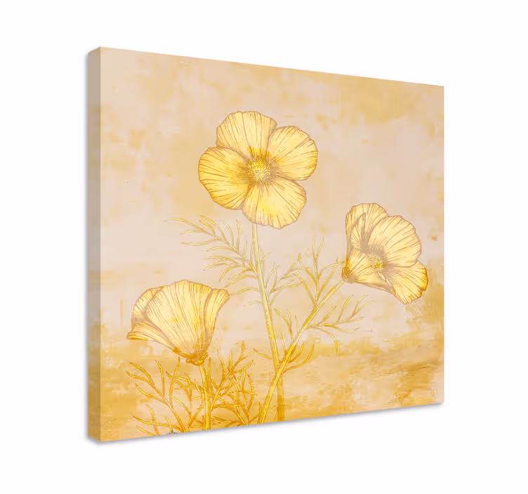 Flowers canvas golden bloom arrangement - TenStickers