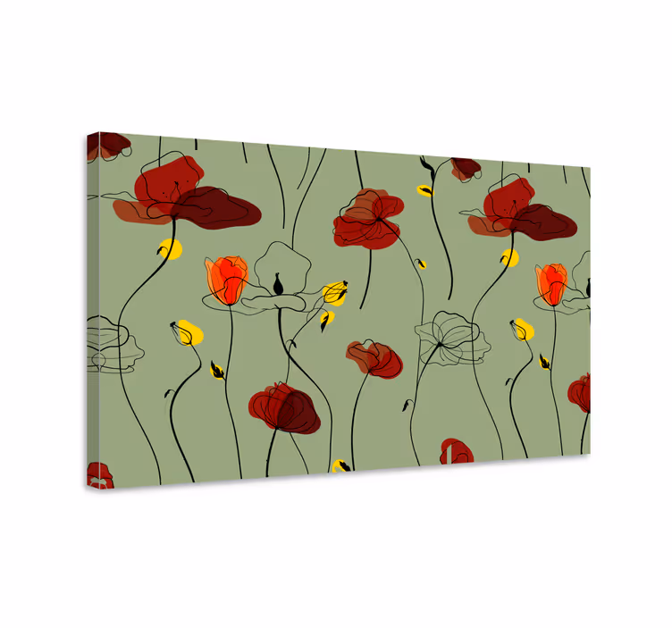 Flowers canvas poppy floral design - TenStickers