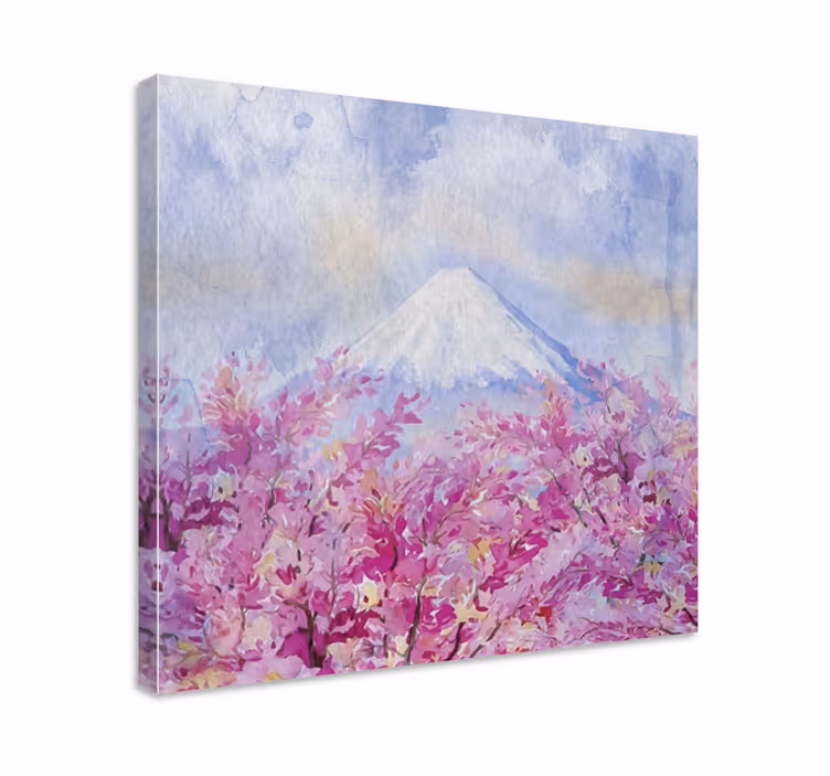 Flowers canvas cherry blossom mountain art print - TenStickers