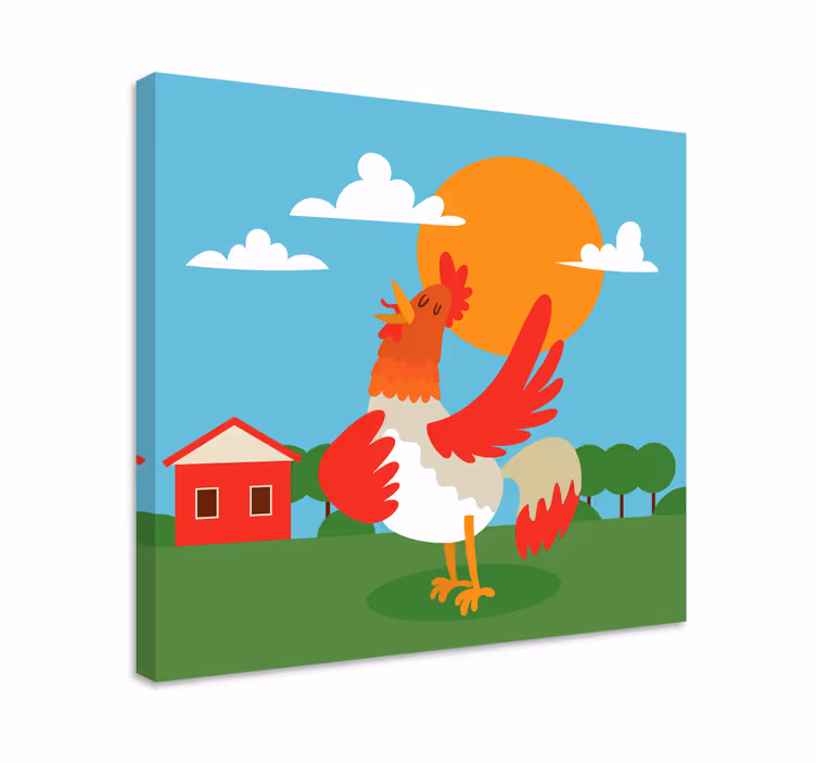 Animal canvas wall art rooster welcoming dawn - TenStickers