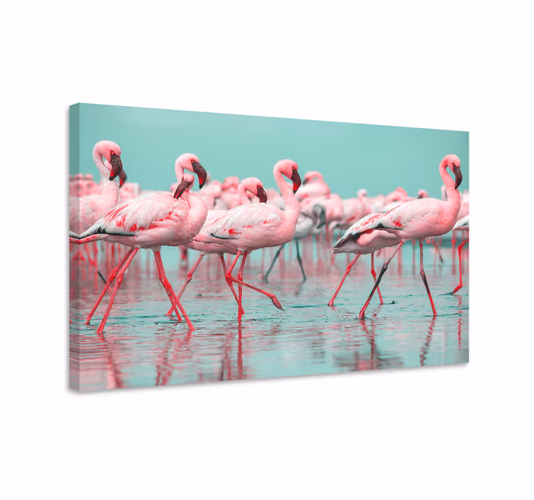 Flamingo Gathering animal canvas wall art - TenStickers