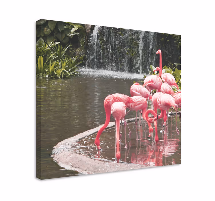 Bird canvas wall art flamingo flock pool art - TenStickers