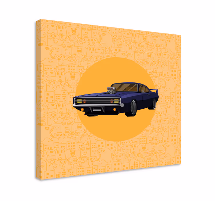 Muscle running car cartoon   modern canvas - TenStickers