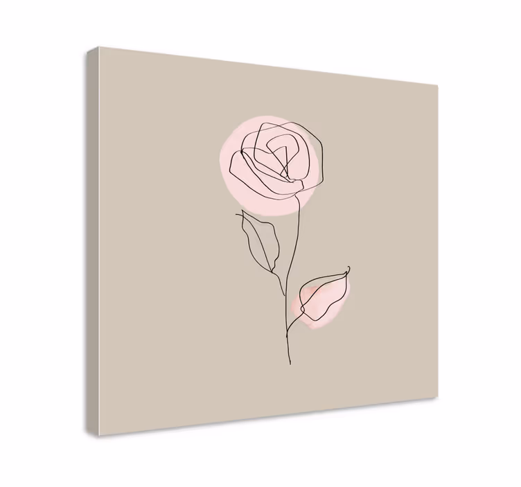 Flowers canvas elegant line rose - TenStickers