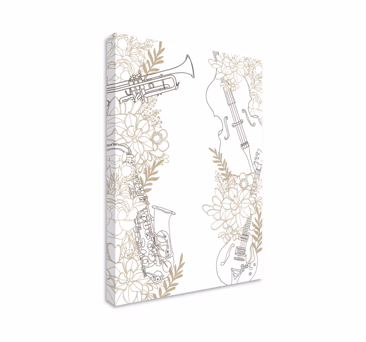Music canvas art musical instruments floral design - TenStickers