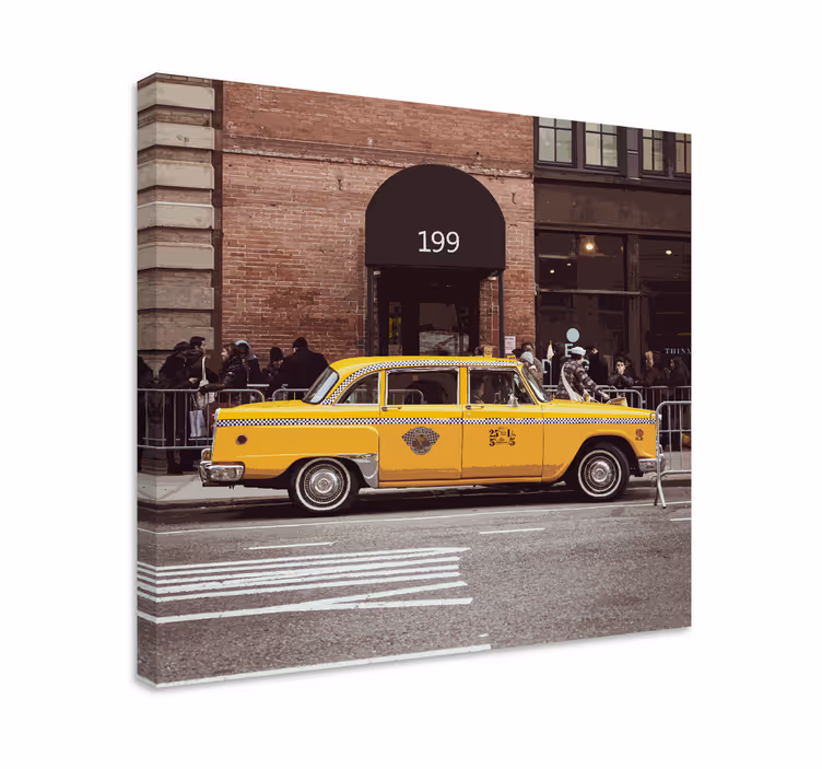 Cityscape wall art yellow taxi cab print - TenStickers