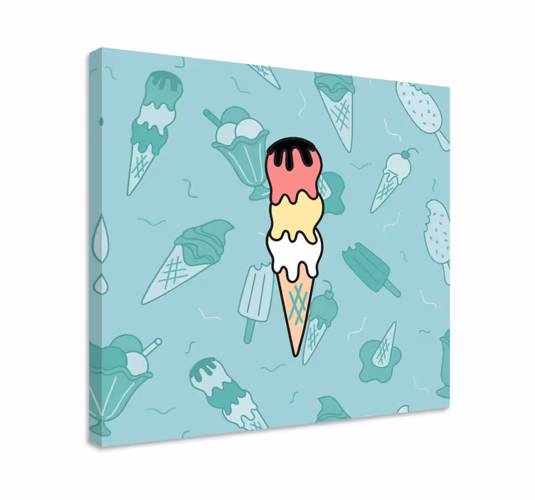 Rustic canvas wall art ice cream cone joy - TenStickers