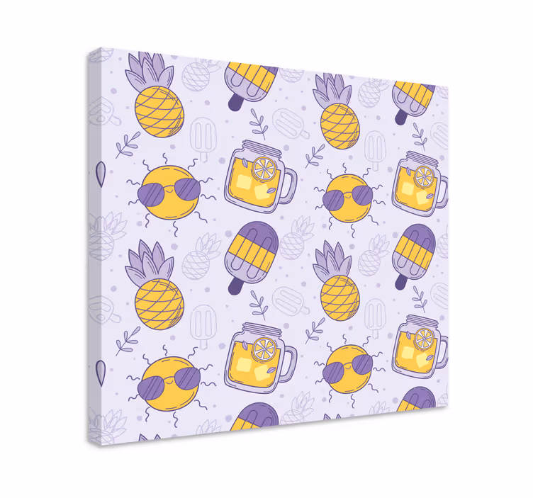Fruit canvas wall art sunny pineapple delights - TenStickers
