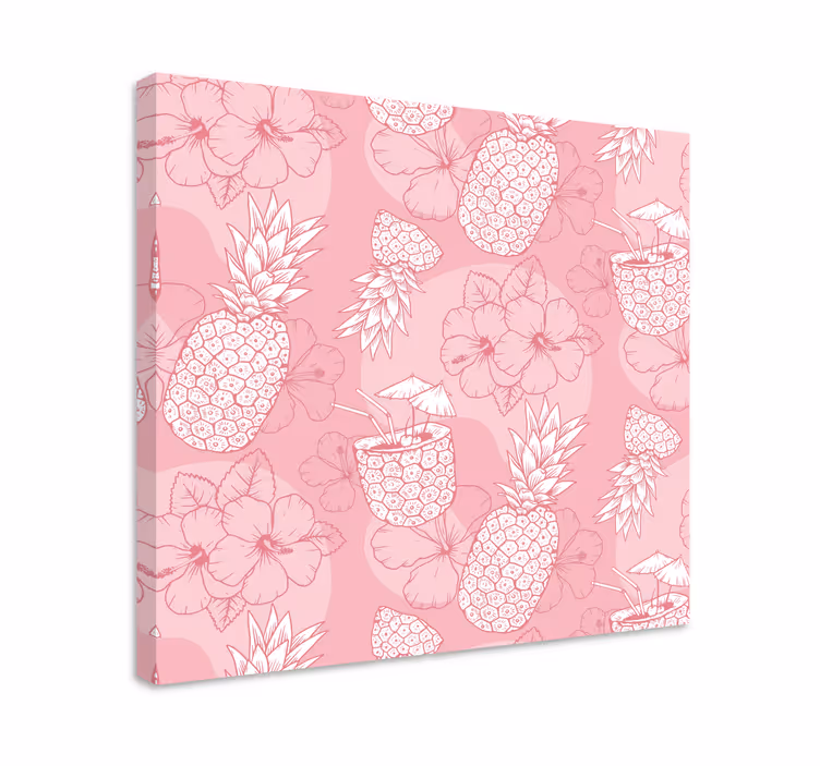 Flowers canvas pineapple hibiscus design - TenStickers