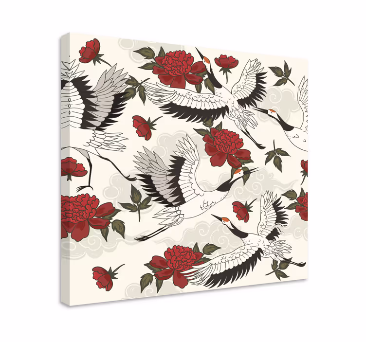 Mandala canvas cranes and blooms - TenStickers