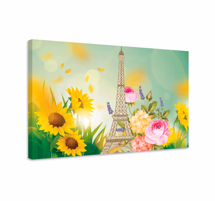 Flowers canvas eiffel tower floral art - TenStickers