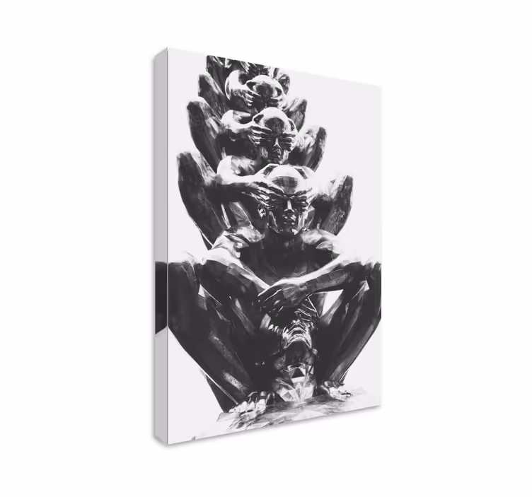 People canvas stacked human figures art print - TenStickers