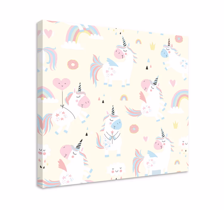 Playful Unicorns Pattern unicorn pictures framed - TenStickers