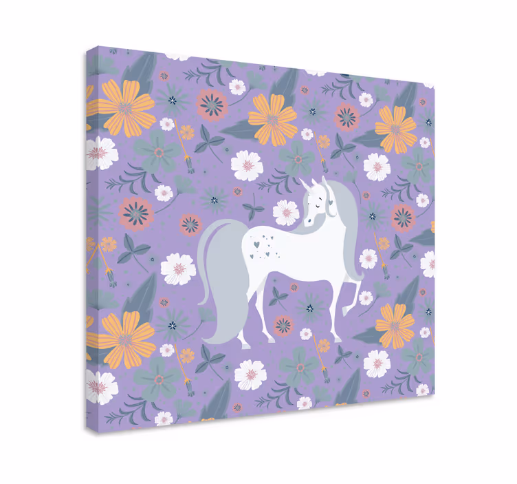 Charming unicorn floral elephant wallart - TenStickers