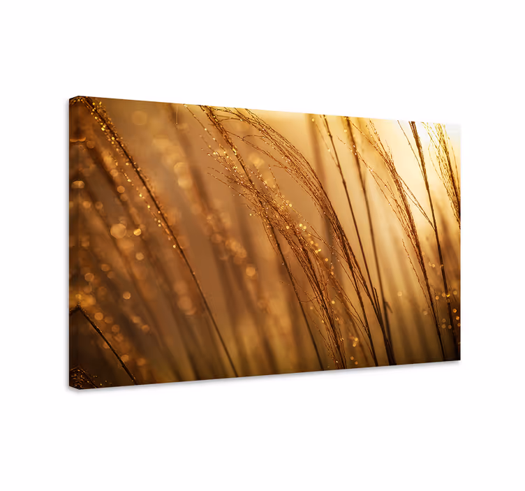 Flowers canvas with golden grass pattern - TenStickers
