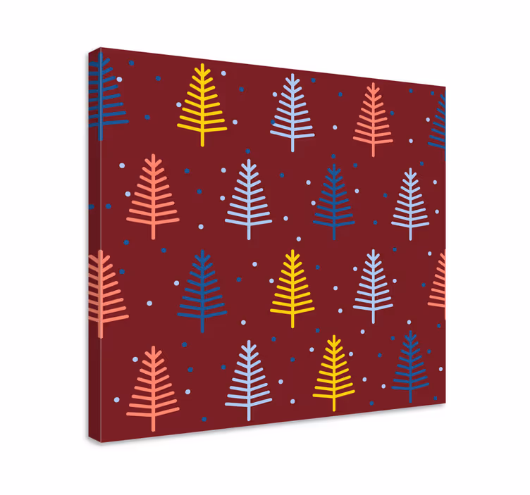 Colorful pine sprigs tree canvas wall art - TenStickers