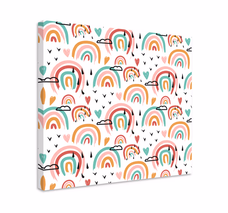 Doodle hand drawn rainbow nursery canvas - TenStickers