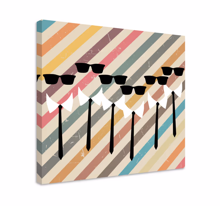 Floral canvas wall art of trendy sunglasses figures - TenStickers