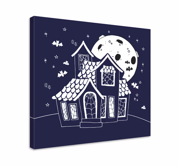 Haunted house silhouette landscape canvas - TenStickers